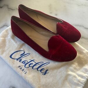 Red Velvet Francois Slippers by Chatelles (in Used Condtion)